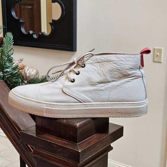 Del Toro Men's Leather Hi Top Sneakers / Ankle Boots, White, Sz 13 - Picture 9 of 16